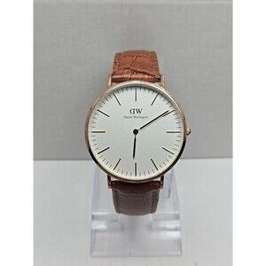 Daniel Wellington Classic 41mm Rose Gold Leather Quartz Watch New Battery Slim